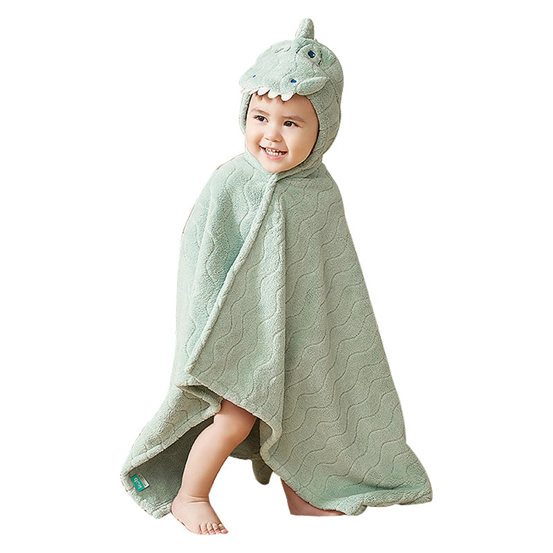 KUB - Premium Quick Drying Hooded Bath Towel - Green Dinosaur