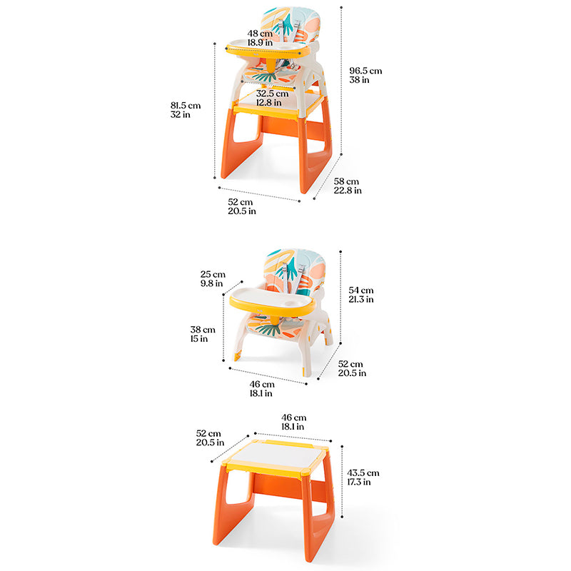 KUB Multi-Functional Feeding High Chair and Chair/Table Combination - Blue and Red