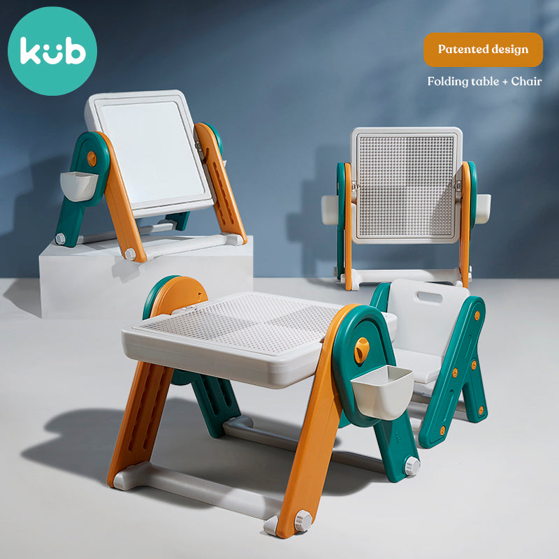 KUB Multi-Functional Building Block Table with Drawing Board, Easel & Chair