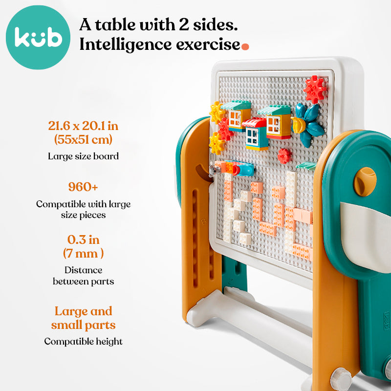 KUB Multi-Functional Building Block Table with Drawing Board, Easel & Chair