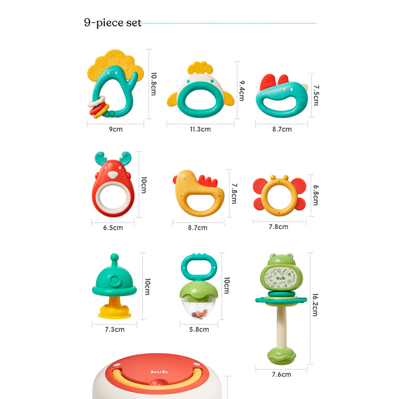 KUB 9pc Baby Teether / Rattle Gift Set - Ages 2 - 12 months