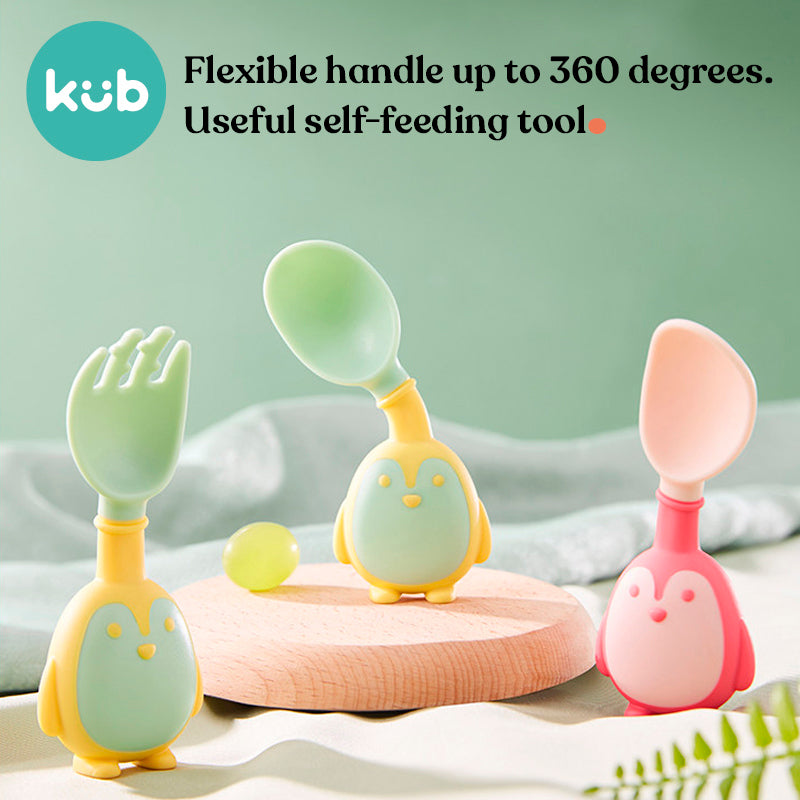 KUB Penguin Fork & Spoon Set : 0 - 4 years