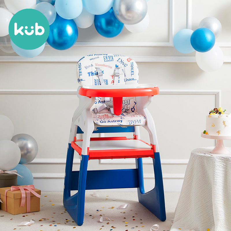 KUB Multi-Functional Feeding High Chair and Chair/Table Combination - Blue and Red