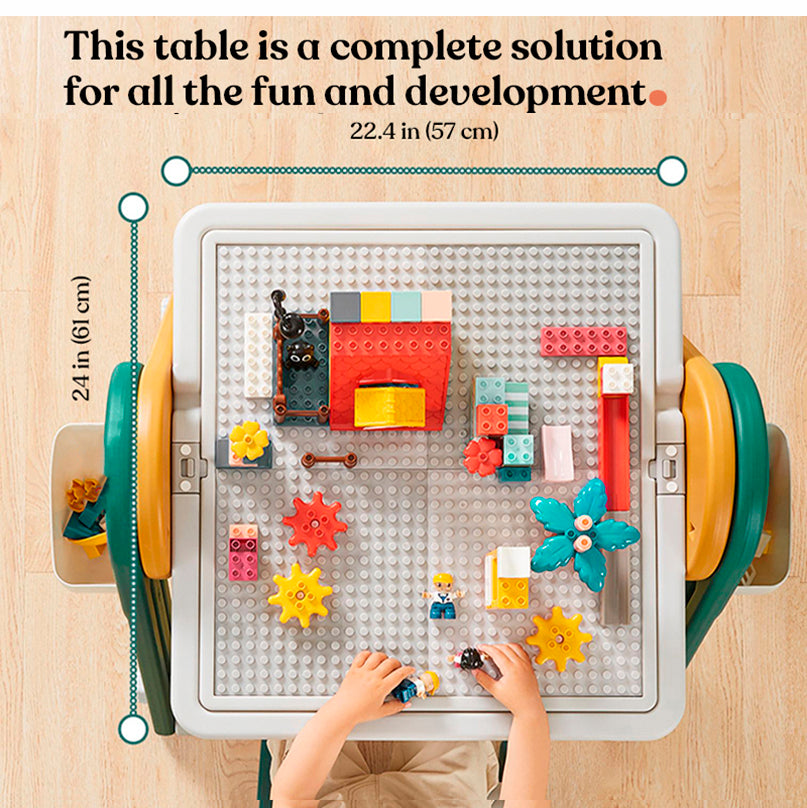 KUB Multi-Functional Building Block Table with Drawing Board, Easel & Chair