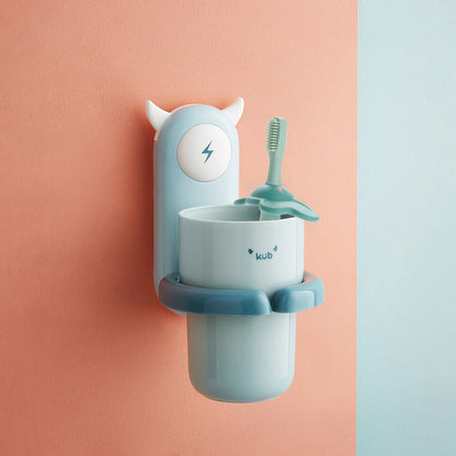 KUB Toothbrush Cup Holder with Removable Cup - Blue Monster