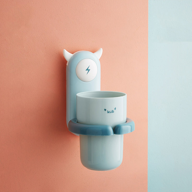 KUB Toothbrush Cup Holder with Removable Cup - Blue Monster