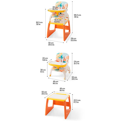 KUB Multi-Functional Feeding High Chair and Chair/Table Combination - Blue and Red