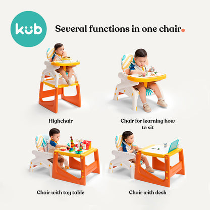 KUB Multi-Functional Feeding High Chair and Chair/Table Combination - Blue and Red