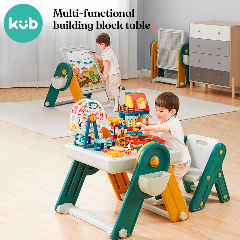KUB Multi-Functional Building Block Table with Drawing Board, Easel & Chair