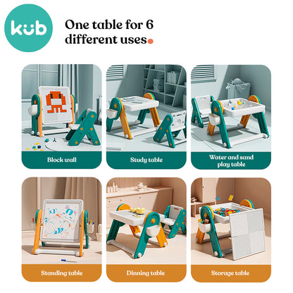 KUB Multi-Functional Building Block Table with Drawing Board, Easel & Chair