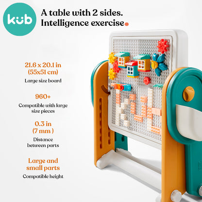 KUB Multi-Functional Building Block Table with Drawing Board, Easel & Chair