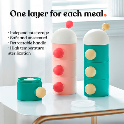 KUB Triple Layered Milk Powder & Snack Storage Container - Pink