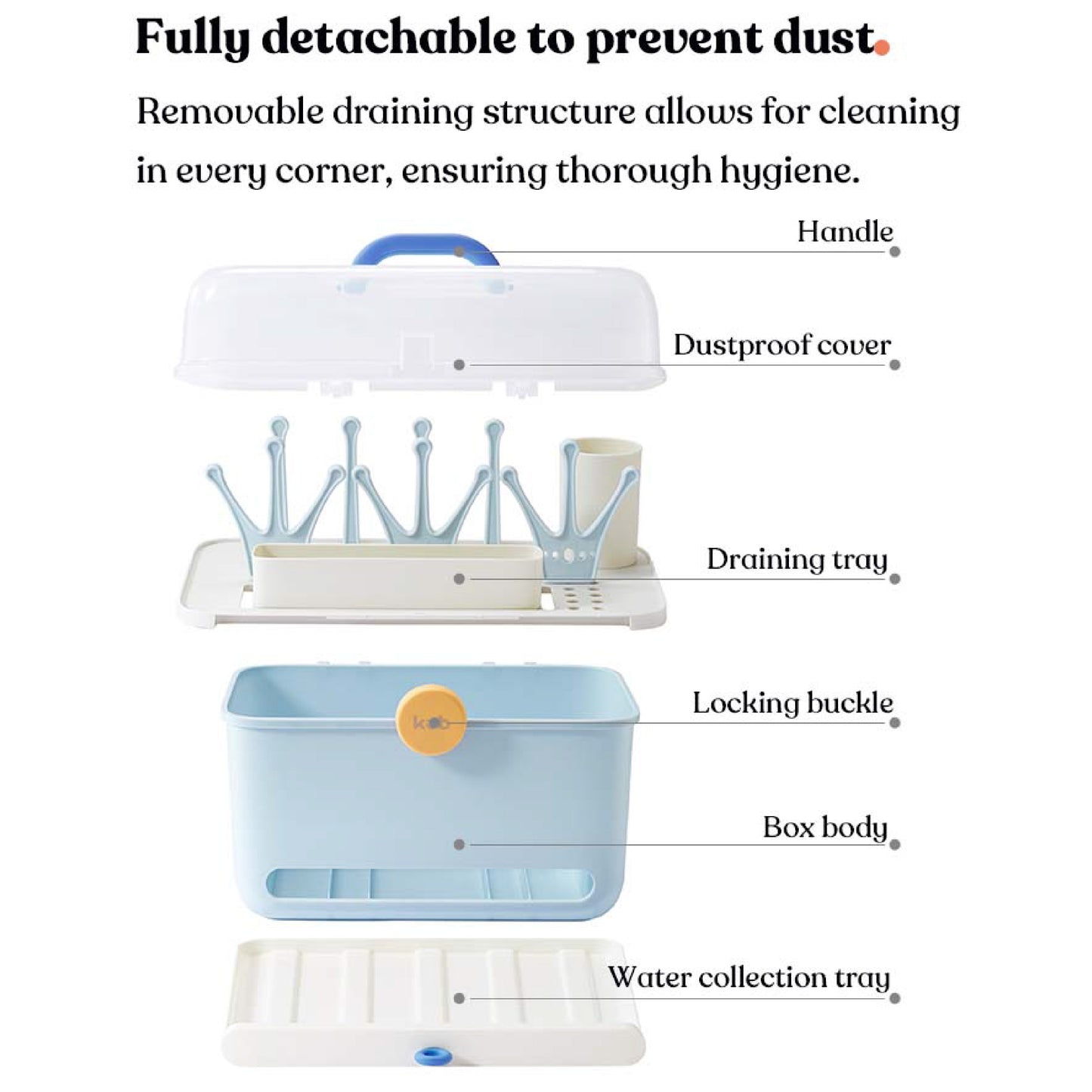 KUB Multifunctional Huge 38L Storage & Drying Box for Foods & Accessory - Blue