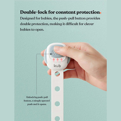 KUB Adjustable Safety Lock for Drawers, Cupboards, Cupboards & more - 2-pack